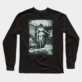 Trippy Psychedelic Girl Floating Into Another Dimension Portal Long Sleeve T-Shirt